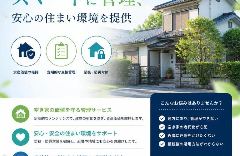 相続による空き家をスマートに管理、安心の住まい環境を提供