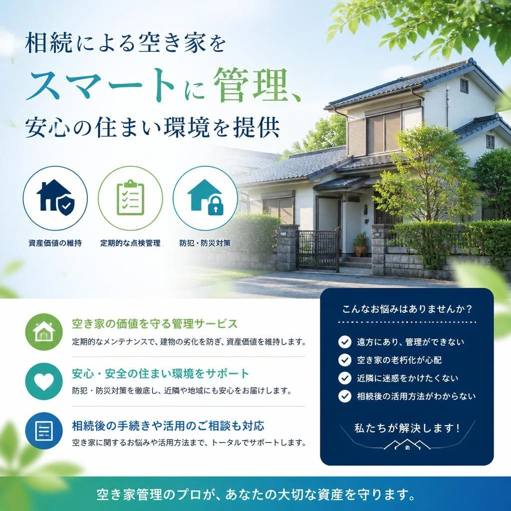 相続による空き家をスマートに管理、安心の住まい環境を提供
