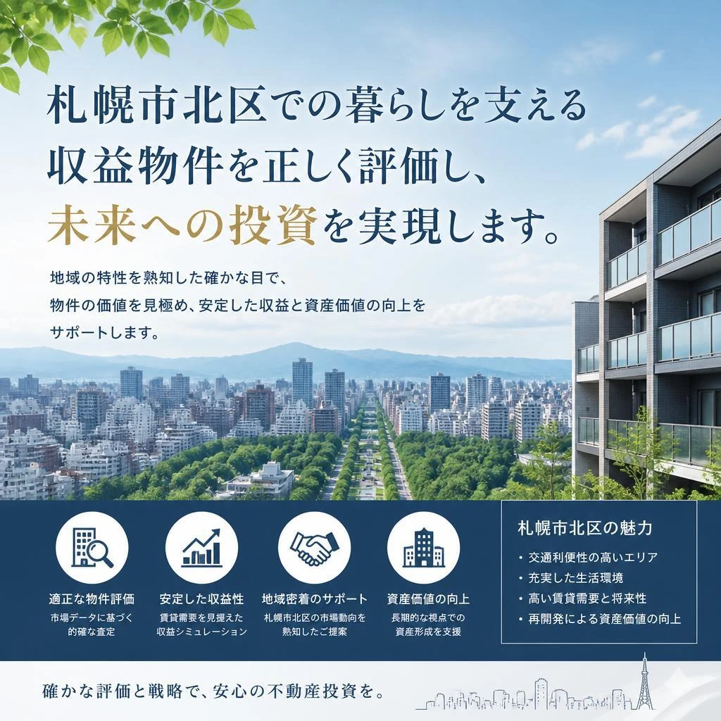 札幌市北区での暮らしを支える収益物件を正しく評価し、未来への投資を実現します。