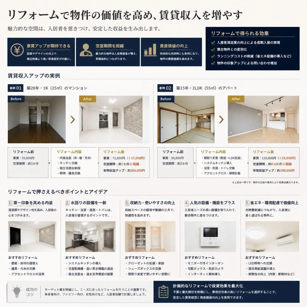 リフォームで物件価値を向上！