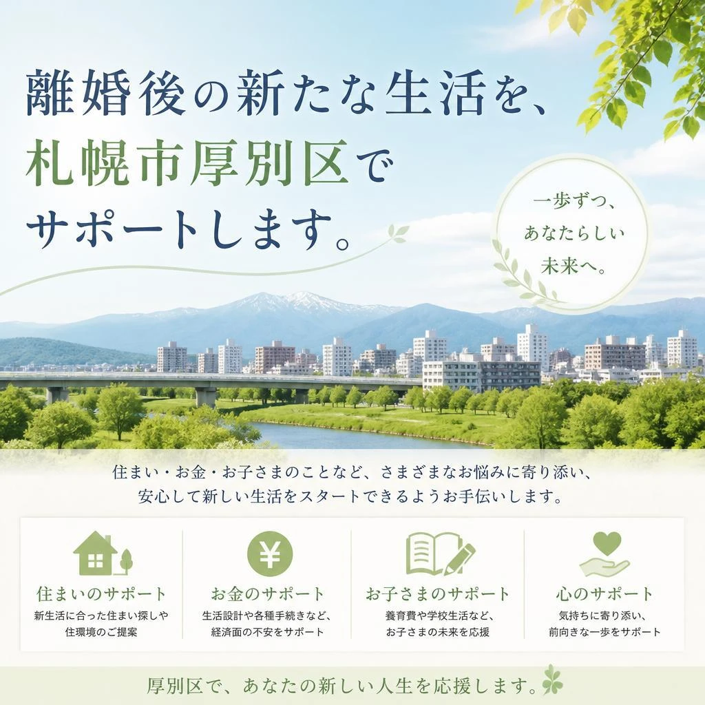 離婚後の新たな生活を、札幌市厚別区でサポートします。